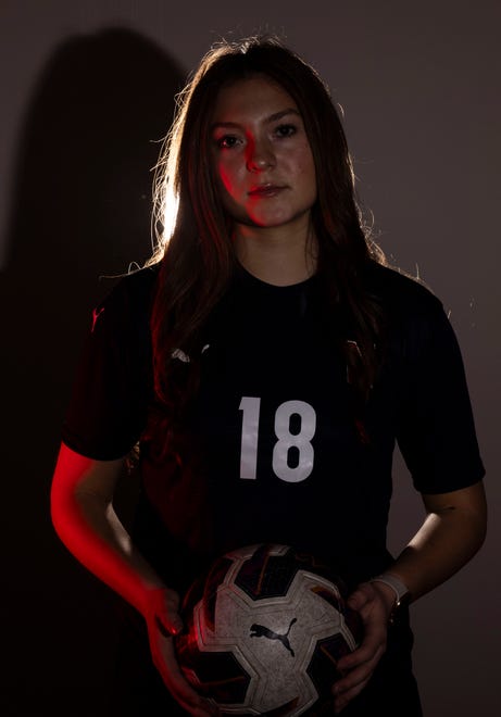 Cortlyn Hefty, senior soccer player from Belvidere North High School on Sunday, April 7, 2024, at the Talcott Building in downtown Rockford.