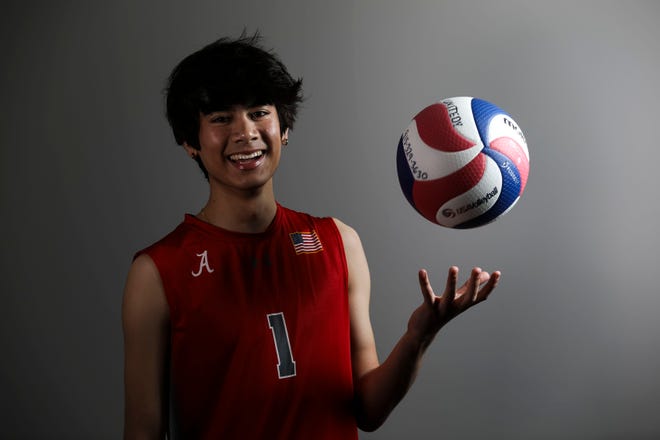 Lucas Manaligod, junior volleyball player from Auburn High School on Sunday, April 7, 2024, at the Talcott Building in downtown Rockford.
